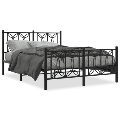 Bed frame with black metal headboard and footboard 140x200 cm