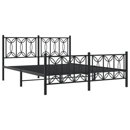 Bed frame with black metal headboard and footboard 150x200 cm