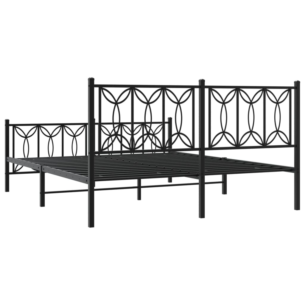 Bed frame with black metal headboard and footboard 150x200 cm