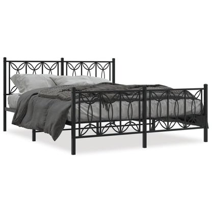 Bed frame with black metal headboard and footboard 150x200 cm