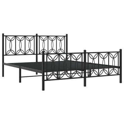 Bed frame with black metal headboard and footboard 160x200 cm