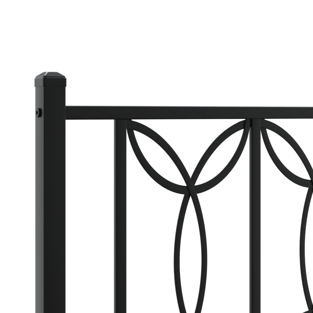 Bed frame with black metal headboard and footboard 160x200 cm