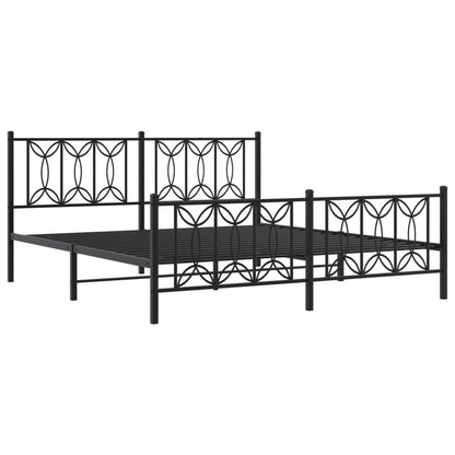 Bed frame with black metal headboard and footboard 180x200 cm