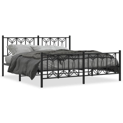 Bed frame with black metal headboard and footboard 180x200 cm