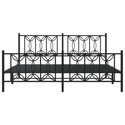 Bed frame with black metal headboard and footboard 183x213 cm