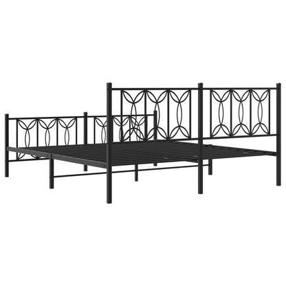 Bed frame with black metal headboard and footboard 183x213 cm