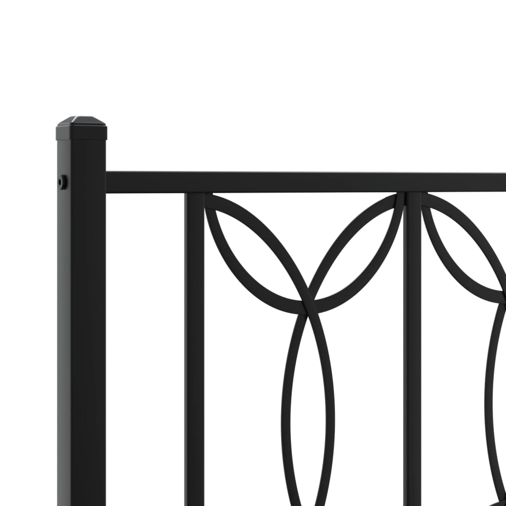 Bed frame with black metal headboard and footboard 183x213 cm