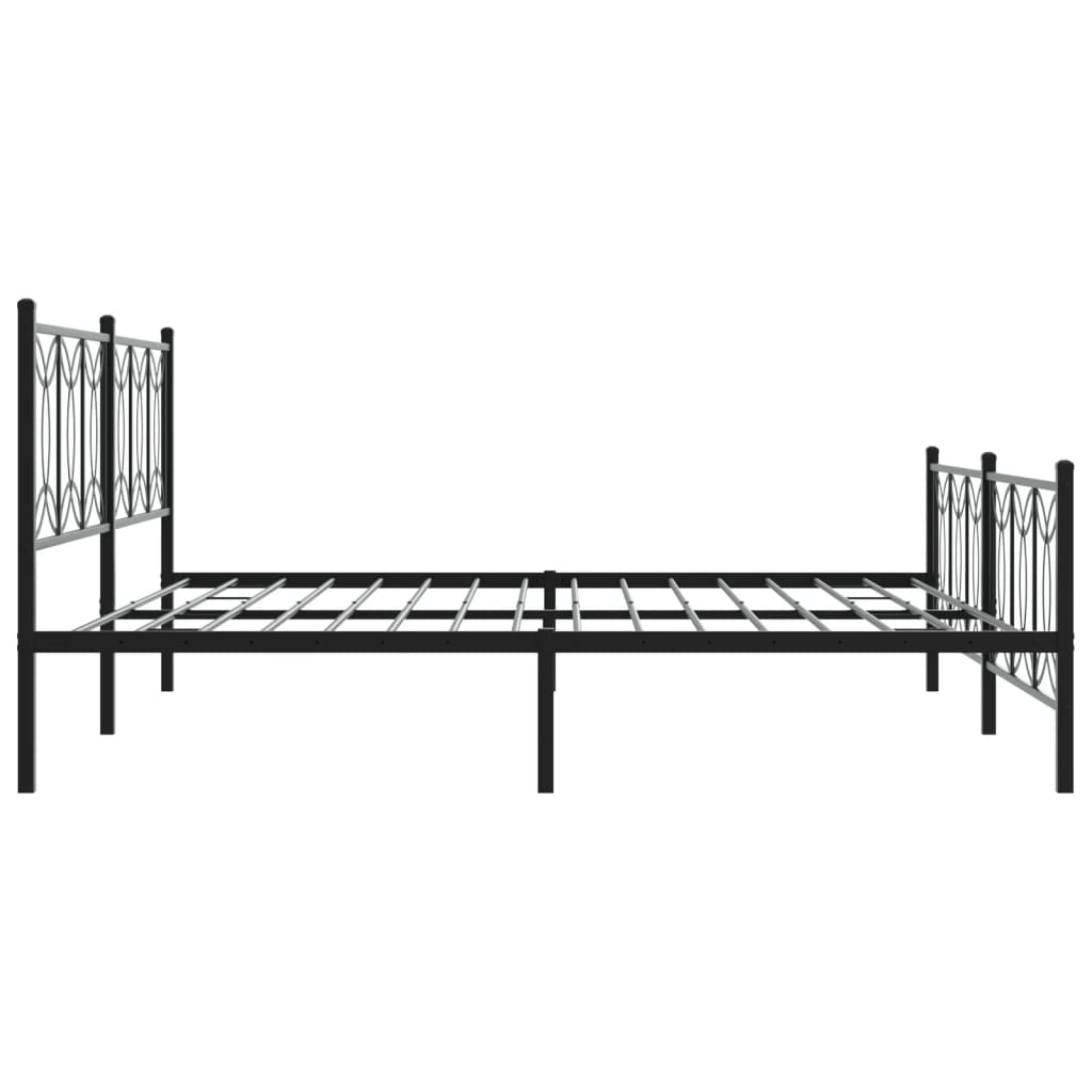 Bed frame with headboard and footboard in black metal 193x203 cm