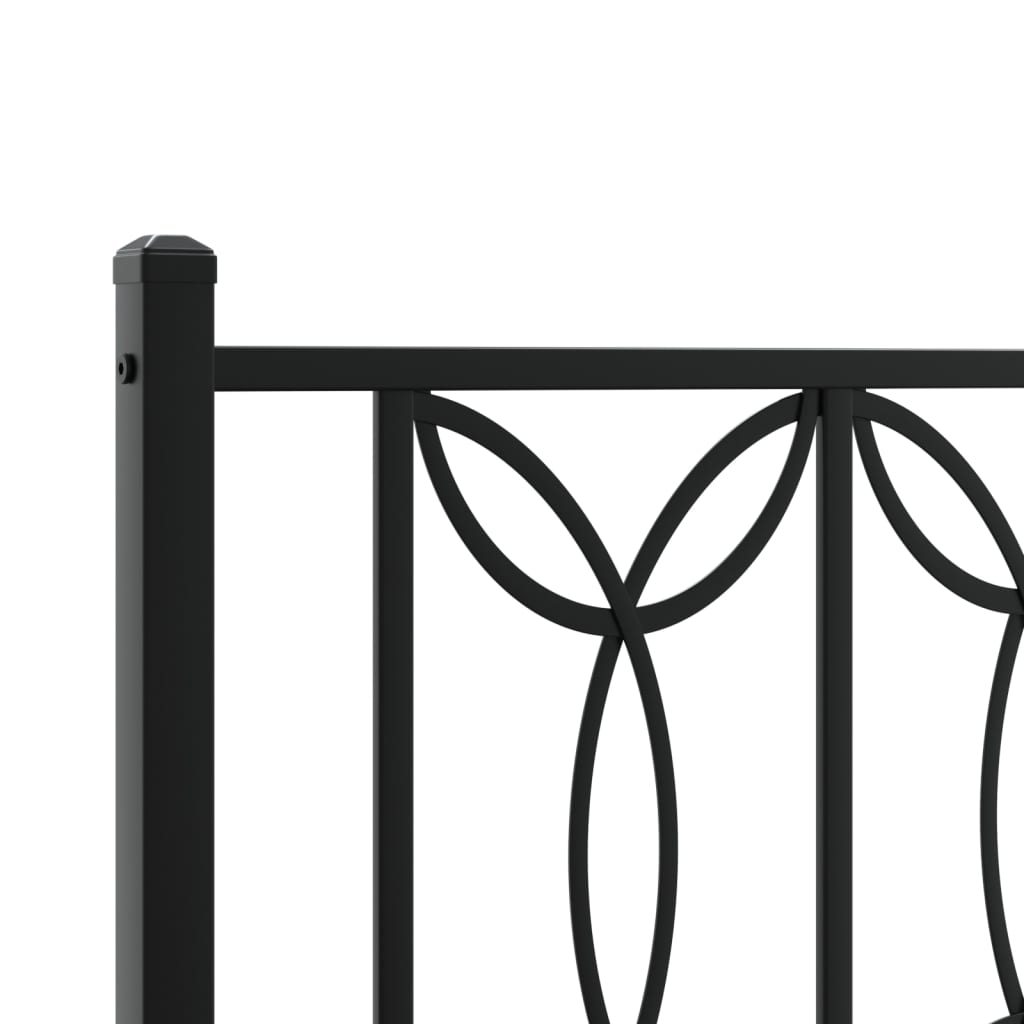 Bed frame with headboard and footboard in black metal 193x203 cm