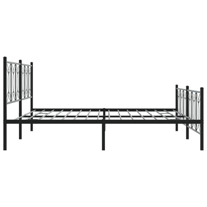 Bed frame with black metal headboard and footboard 200x200 cm
