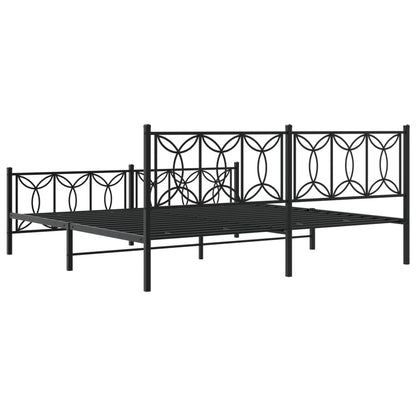 Bed frame with black metal headboard and footboard 200x200 cm