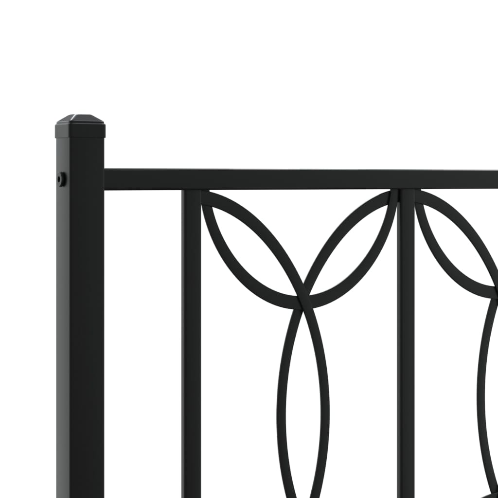 Bed frame with black metal headboard and footboard 200x200 cm