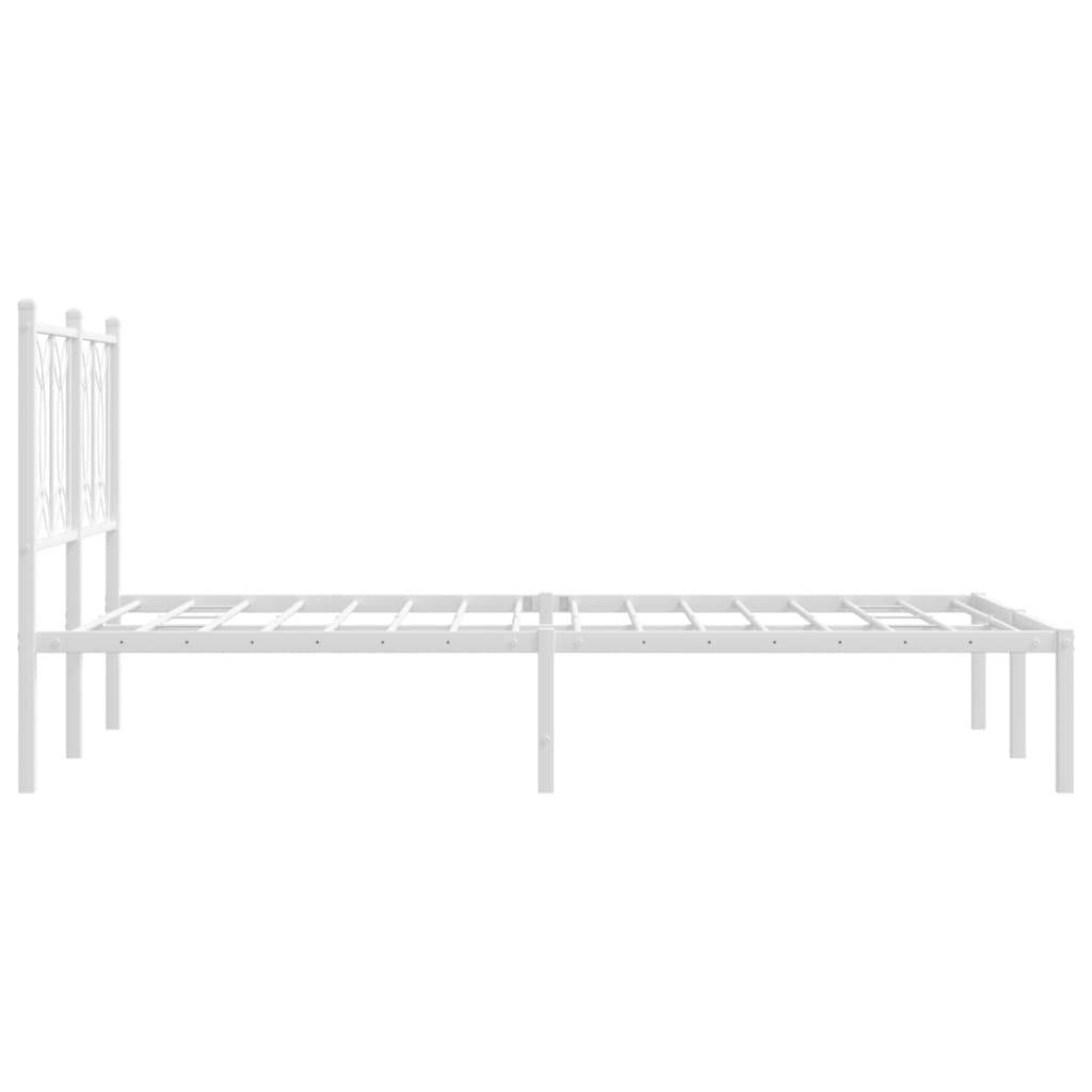 Bed frame with white metal headboard 120x190 cm