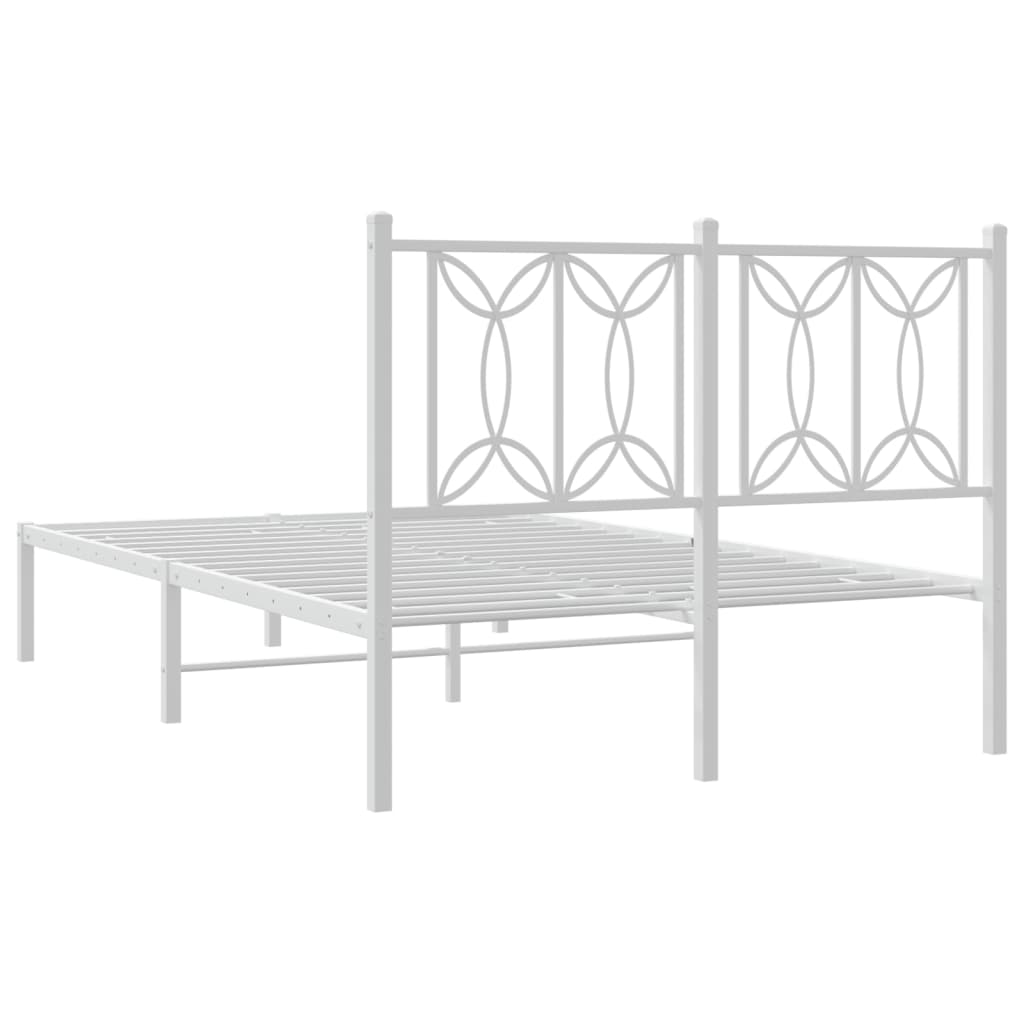Bed frame with white metal headboard 120x190 cm