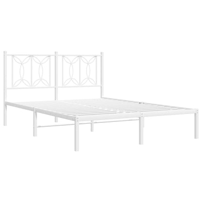 Bed frame with white metal headboard 135x190 cm