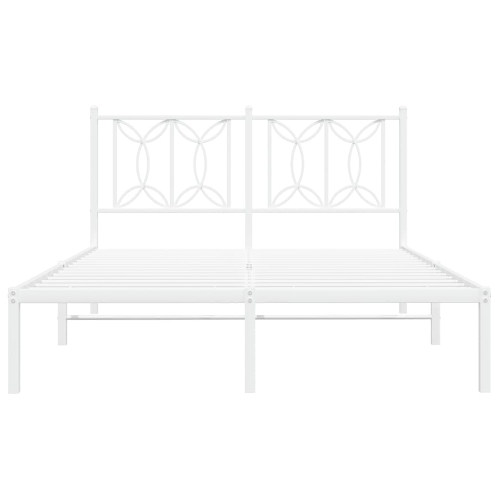 Bed frame with white metal headboard 135x190 cm