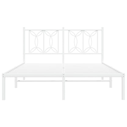 Bed frame with white metal headboard 135x190 cm