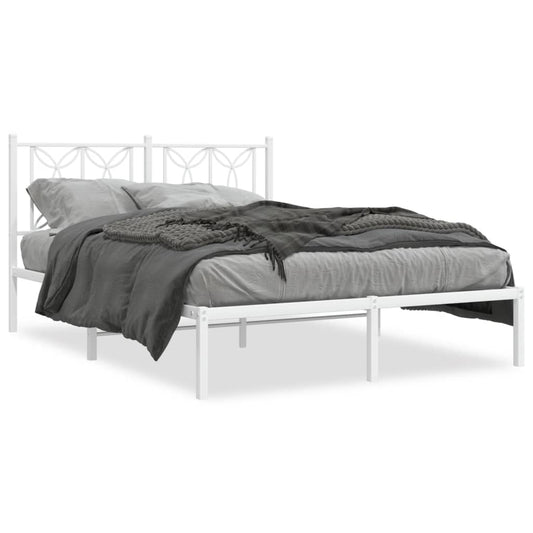 Bed frame with white metal headboard 135x190 cm