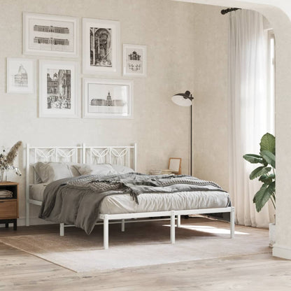 Bed frame with white metal headboard 140x190 cm