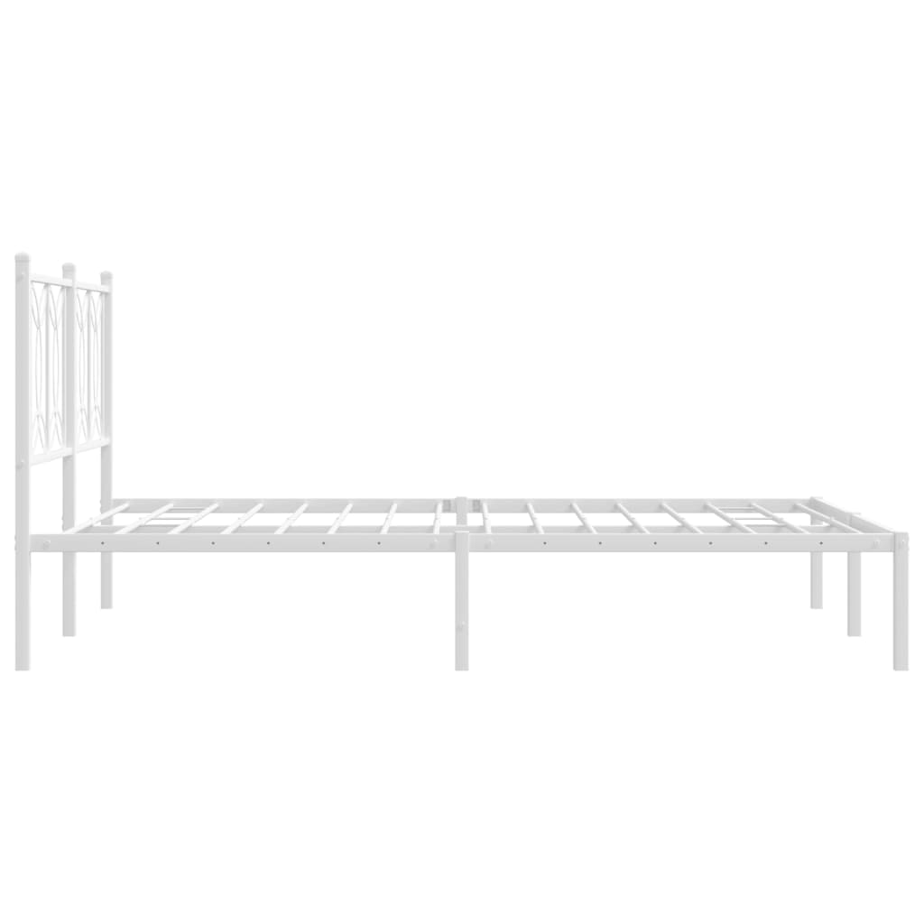 Bed frame with white metal headboard 140x190 cm