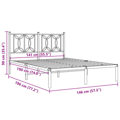 Bed frame with white metal headboard 140x190 cm