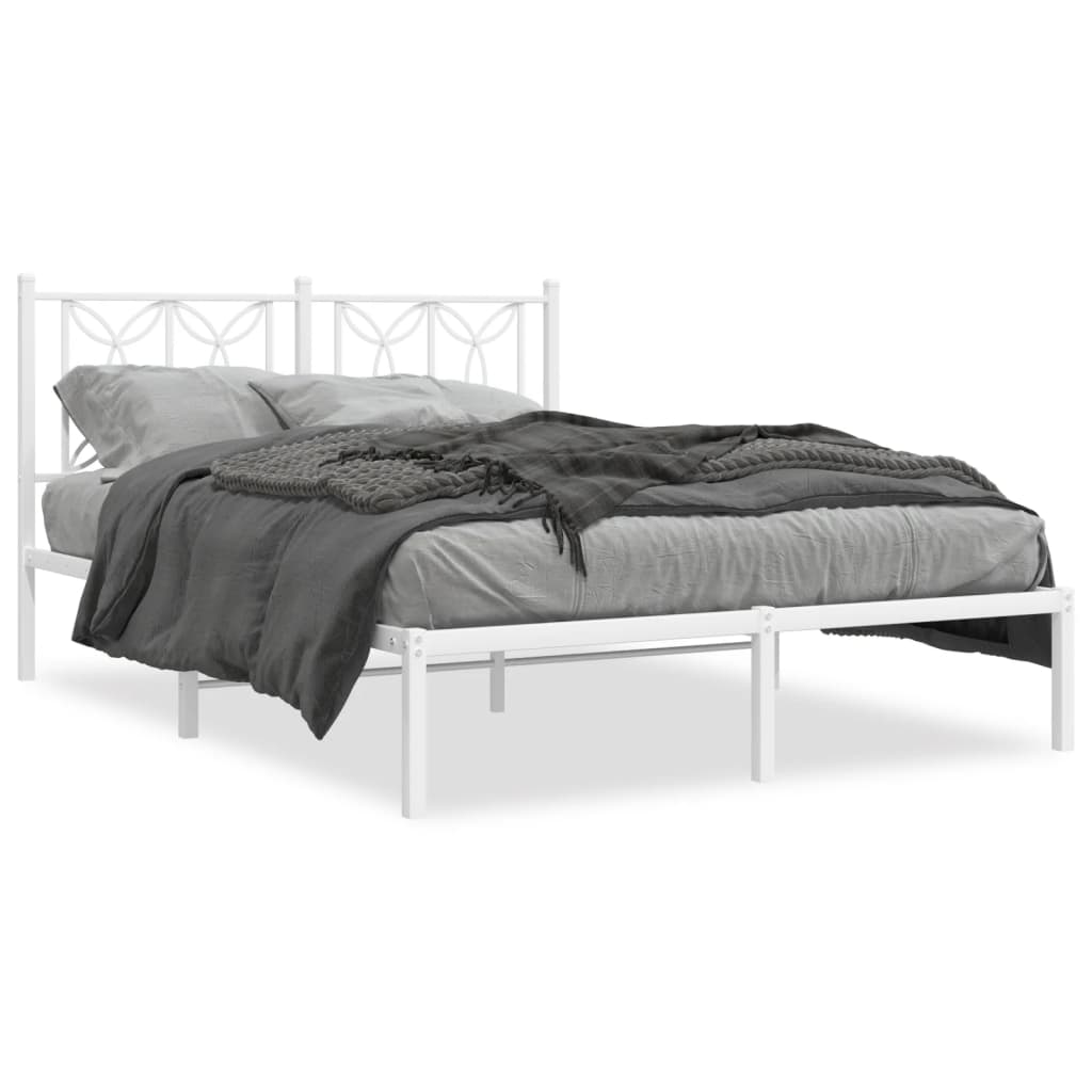 Bed frame with white metal headboard 140x190 cm