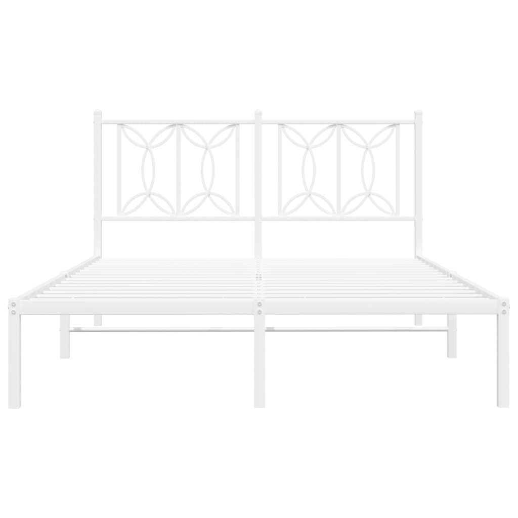 Bed frame with white metal headboard 140x200 cm