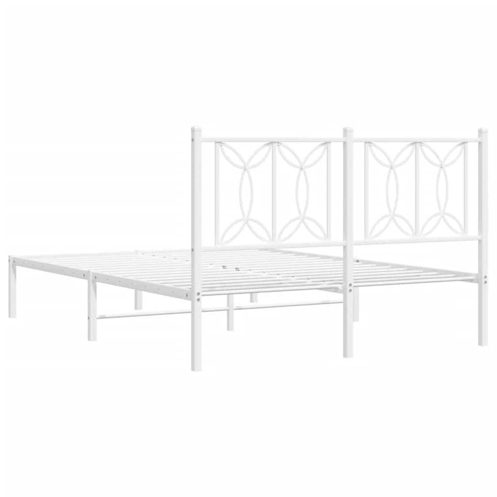 Bed frame with white metal headboard 140x200 cm