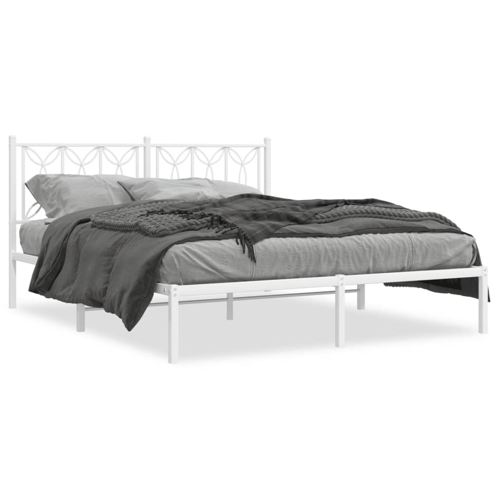 Bed frame with white metal headboard 150x200 cm