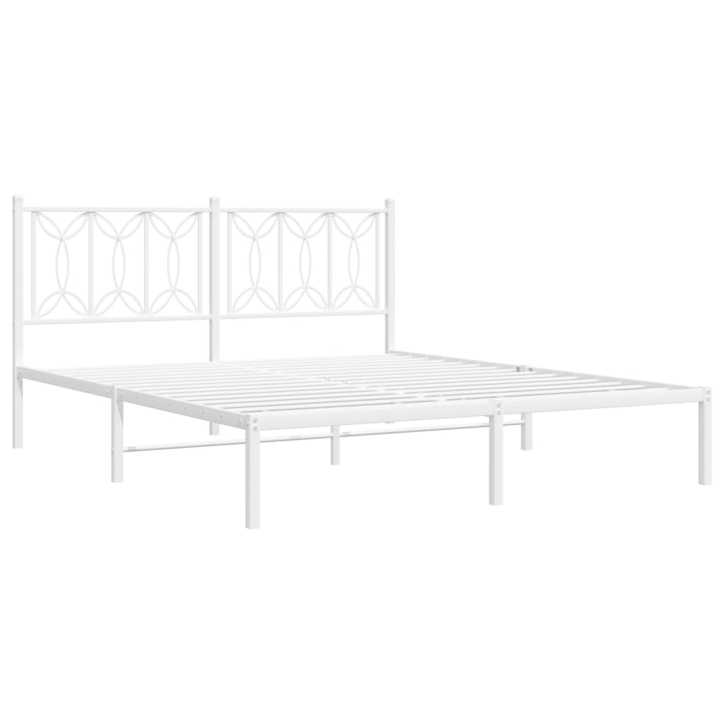 Bed frame with white metal headboard 160x200 cm
