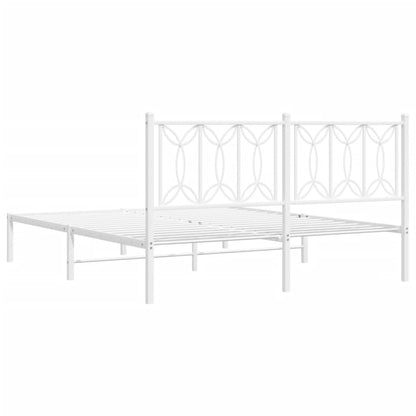 Bed frame with white metal headboard 160x200 cm