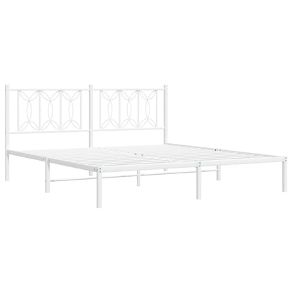 Bed frame with white metal headboard 180x200 cm