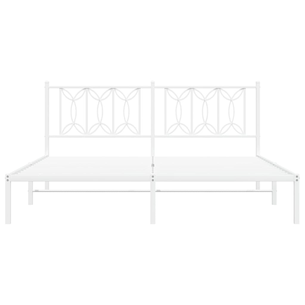 Bed frame with white metal headboard 180x200 cm