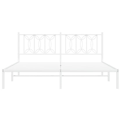 Bed frame with white metal headboard 180x200 cm