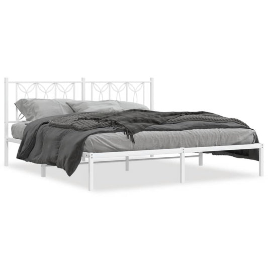 Bed frame with white metal headboard 180x200 cm