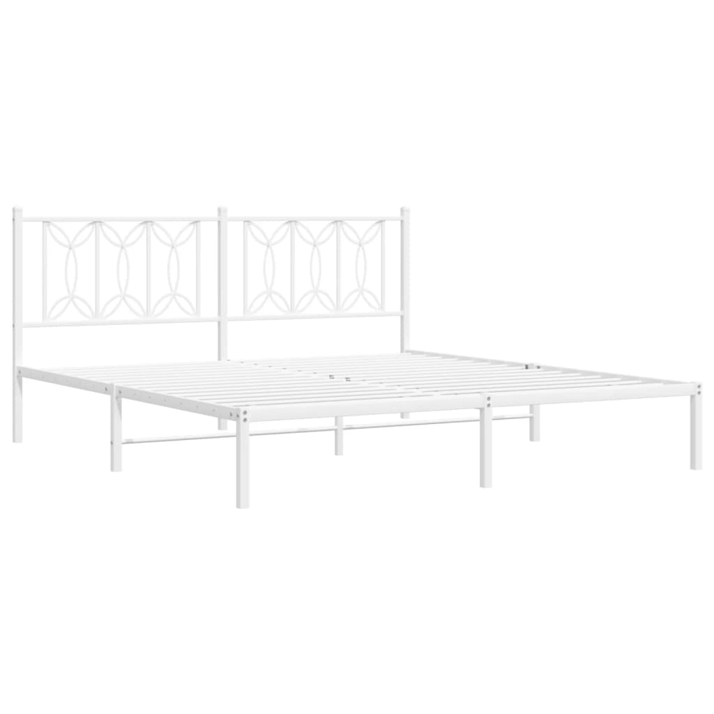 Bed frame with white metal headboard 183x213 cm