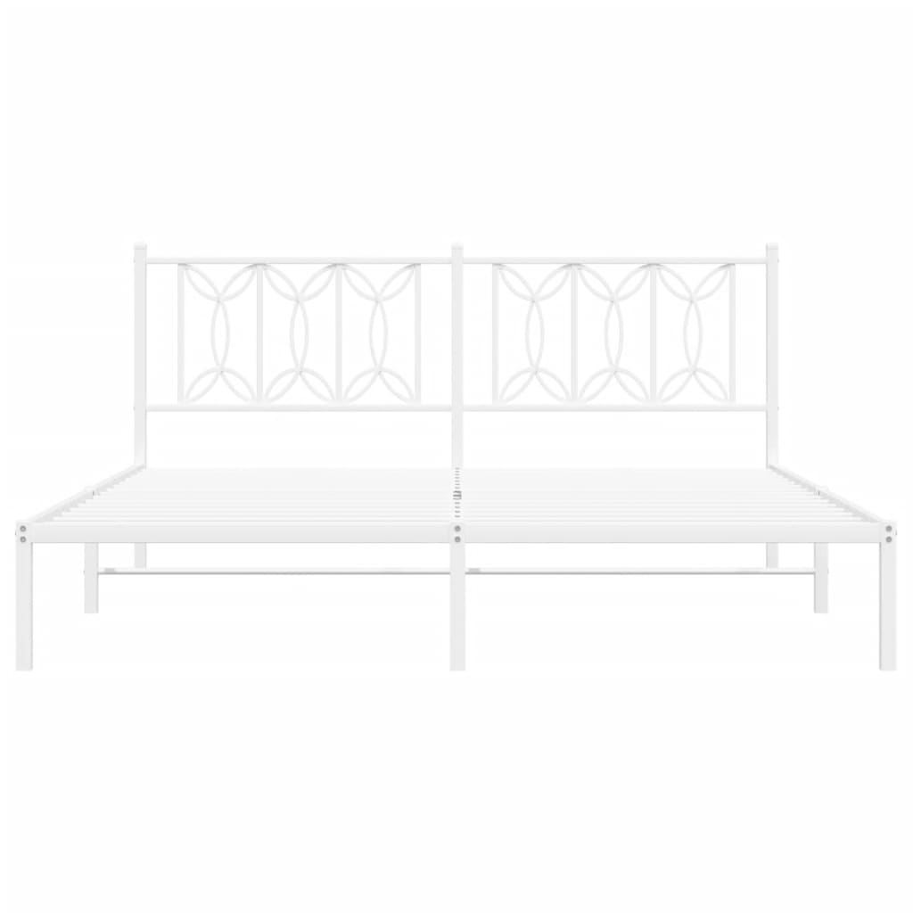 Bed frame with white metal headboard 183x213 cm