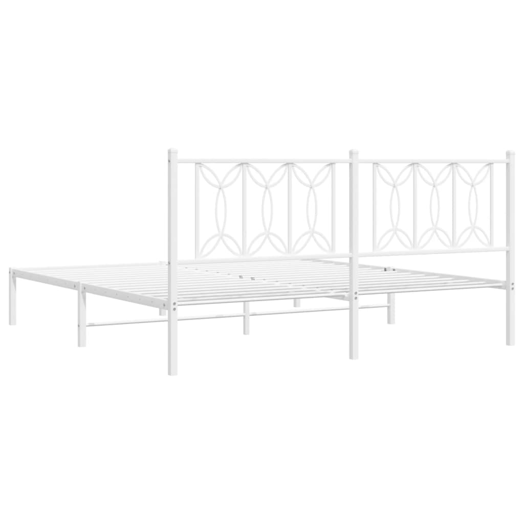 Bed frame with white metal headboard 183x213 cm
