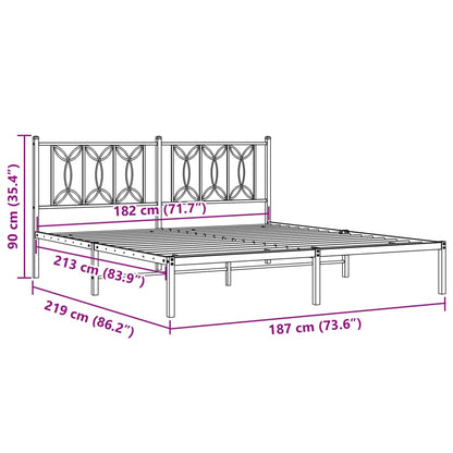 Bed frame with white metal headboard 183x213 cm