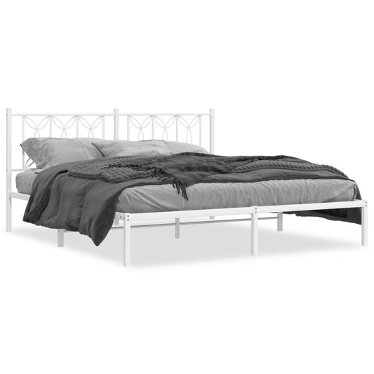 Bed frame with white metal headboard 183x213 cm