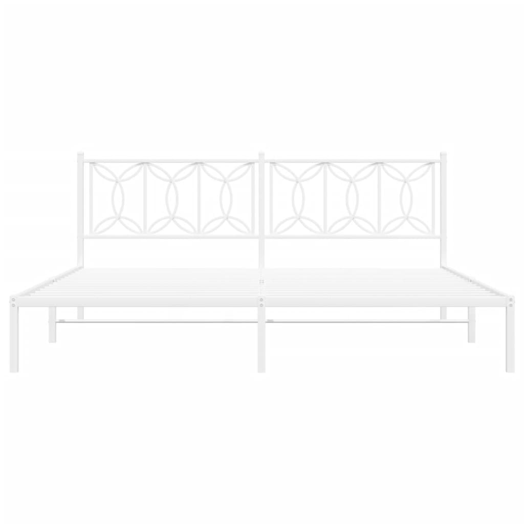 Bed frame with white metal headboard 193x203 cm