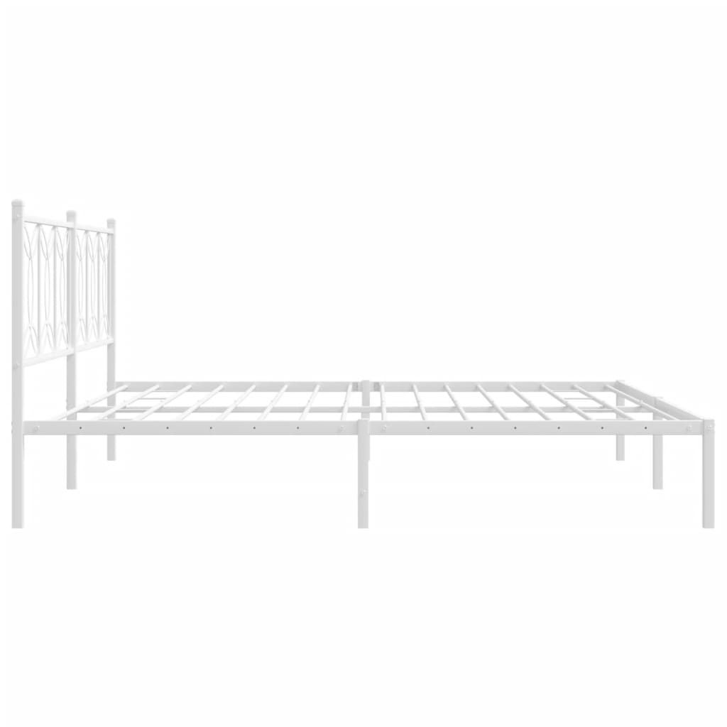 Bed frame with white metal headboard 193x203 cm