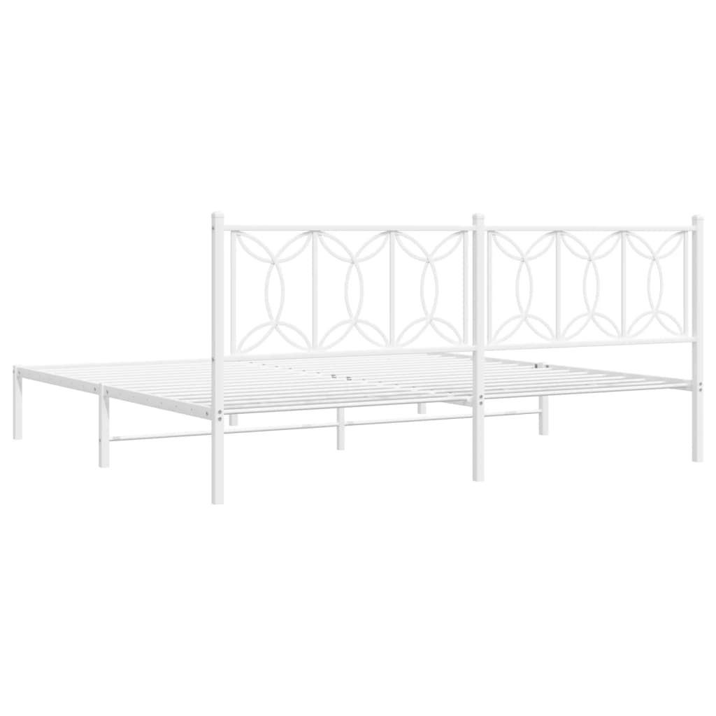 Bed frame with white metal headboard 193x203 cm