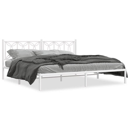 Bed frame with white metal headboard 193x203 cm