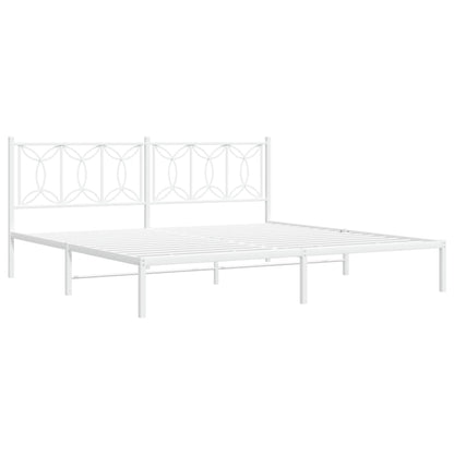 Bed frame with white metal headboard 200x200 cm