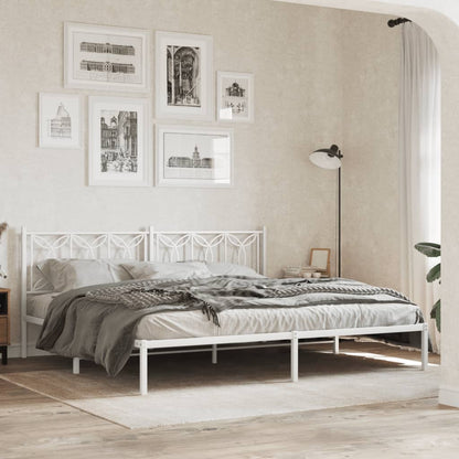 Bed frame with white metal headboard 200x200 cm