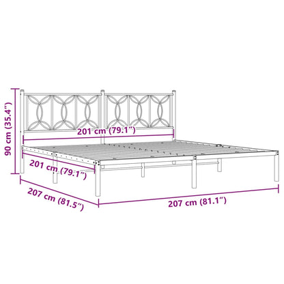 Bed frame with white metal headboard 200x200 cm