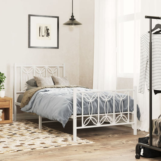 Giroletto con Testiera e Pediera Metallo Bianco 75x190 cm | homemem39