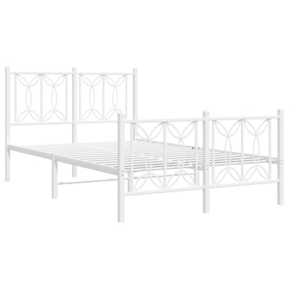 Bed frame with headboard and footboard in white metal 120x200 cm