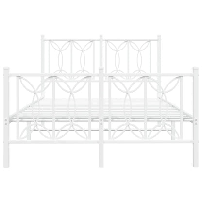 Bed frame with headboard and footboard in white metal 120x200 cm